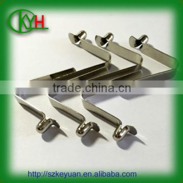 Custom nickel plated steel u shaped small flat spring clip