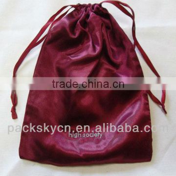 Recycle Red Satin Shoe Bag Drawstring