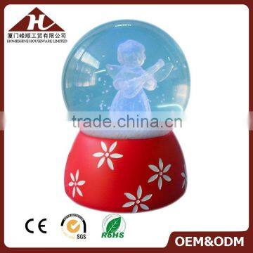 100mm crystal angel snow ball with color changing light