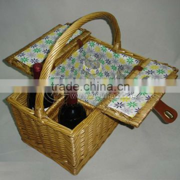 Supply Wicker Wine Picnic Basket With Lids And Handle
