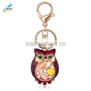 Wholesale cheap animal owl rhinestone keychain