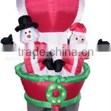 Inflatable Santa with hot air balloon for Christmas
