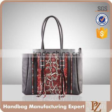 5114- High quality PU leather handbags tassel tote bag fashion hand bag for women