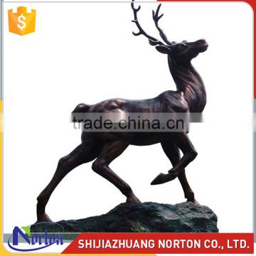 Brown life size bronze deer sculpture for collection NTBH-048LI