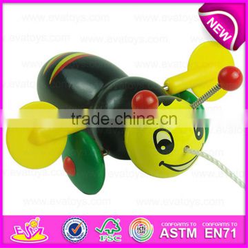 Cartoon animal bee design kids hand push toy,Preschool Baby Lovely Animal Toys Wooden Little Bee Push Toy W05B111