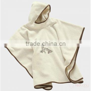 solid terry loop fabric baby hooded poncho towel