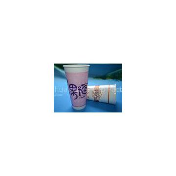 Insulated Pink / White Tall 0.4L / 0.5L Cold Drink Paper Cups Disposable Espresso Cups