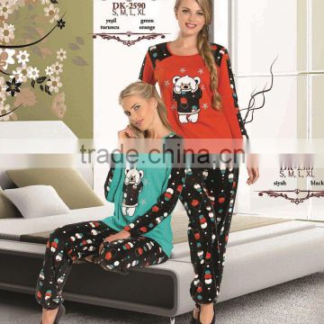 trendy fleece winter pyjama set for girls