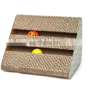 Great quality pet cat scratching board toy cat scratcher with balls