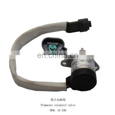 42-100 Electric parts Flameout Solenoid Valve for excavator stop Solenoid valve