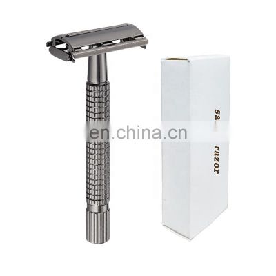 Wholesale Metal Beard Shave Razor With Butterfly Opening Micro Comb Safety Razor Double Edge