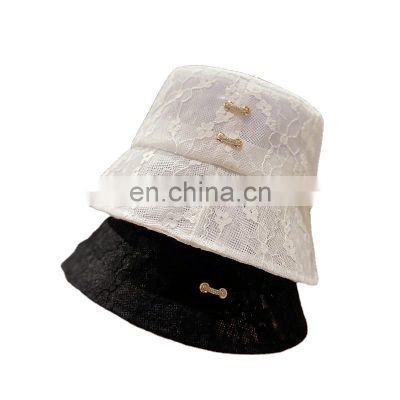 Mother's Day Custom women summer thin lace basin breathable diamond retro bucket hat mesh fisherman hat