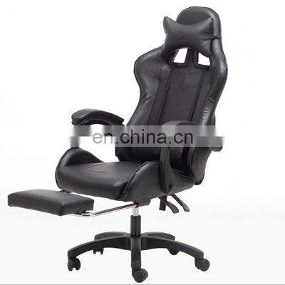 comfortable leather office recliner luxury black adjustable ergonomic swivel gamer gaming chair blue with footrest