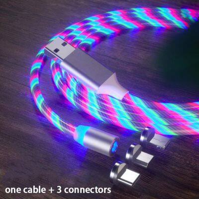 Hot Sale Magnetic Fast Charging USB Cable Flowing Light Phone Accessories Cable USB Led Luminous Micro Lighting Data Cable