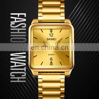 Skmei 1603 Luxury Gold Quartz Watch Men Wrist Brand Chain Stainless Steel Strap Water Resistant 30 Meters