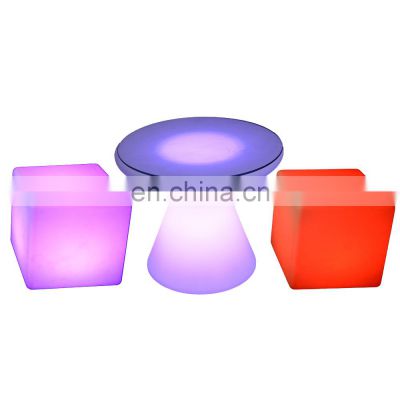 plastic cocktail table cube seating led glow bar furniture bar tables hookah vip seating