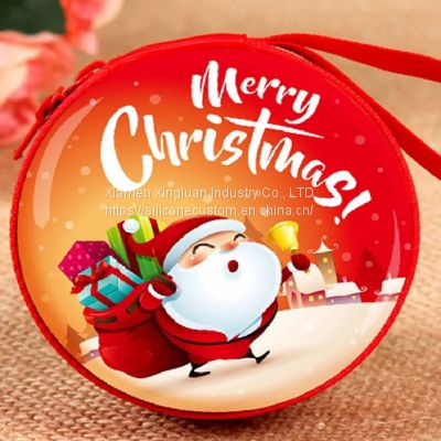 Customized Design Promotional Christmas Change Purse Kids Coin Bag With Christmas Design