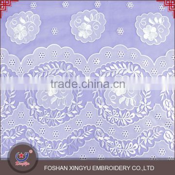 Factory specializing made 100%poly flower printing chiffon flower laser embroidery lace fabric for girl dress