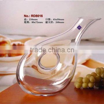 Clear Glass pitcher for drinking of oblique bottom