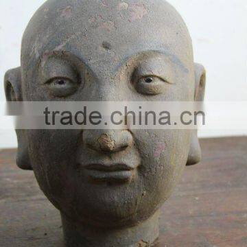 Chinese Antique Wooden Buddha Head Sculpture