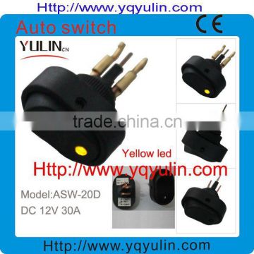 12mm yellow car led switch 12VDC 30A ASW-20D