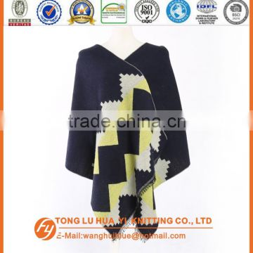 fashion soft wholesale yellow knitting pattern striped woven square shawl
