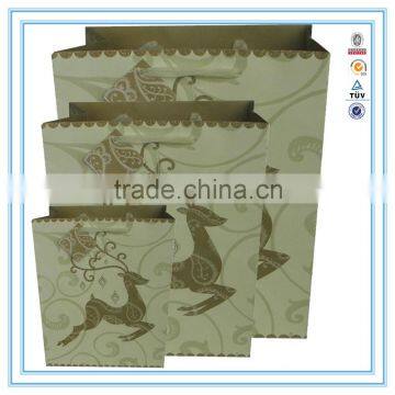 China supplier custom glitter luxury Christmas deer paper bag