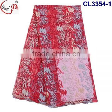 Hot popular cl3354 beads French lace with high quality fushial color elegant USA french lace wholesale