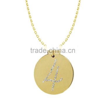 14k Yellow Gold Plating Collection In Number '4' Customize Design Pendants