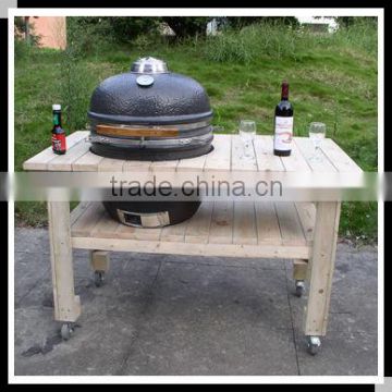 Outdoor large Ceramic Kamado Grill with wooden table