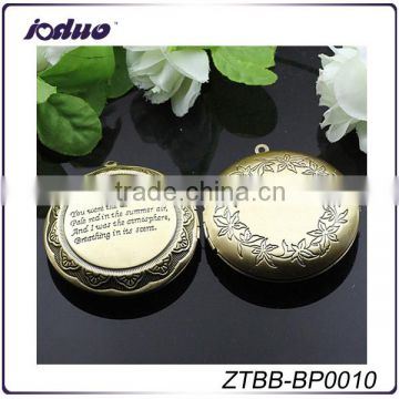 2016 Classical Population Openable Antique Bronze Round Pendant Engraving lockets