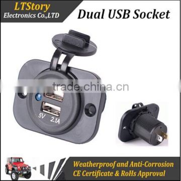 Waterproof USB Charger Adapter Socket 12 Volt Outlet Power Marine Motorcycles