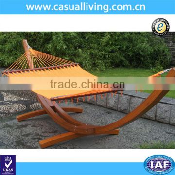Curved Wooden Stand With Polyester Rope Hammock Combo