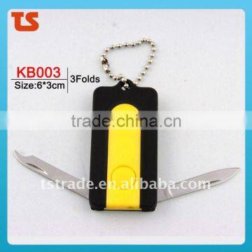 2014 Promotion mini aluminium oxide gift LED metal pocket keychain knife tools KB003