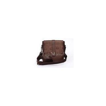 Brown Genuine Leather Shoulder Bag for Man , Nylon Webbing Shoulder Strap