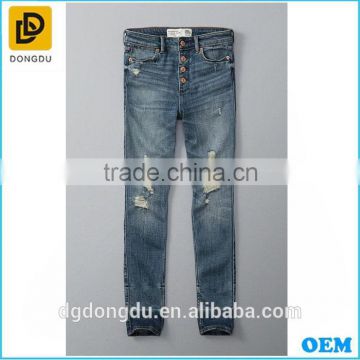 New design ripped blue boyfriend jeans trousers