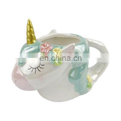 custom cute unicorn shape 3d animal ceramic coffee mug