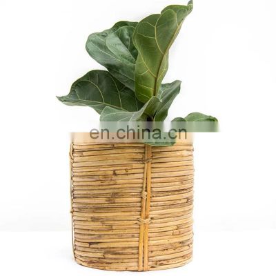 Hot Sale Vintage Rattan Planter Basket/Wicker Plant Pots Rattan Plant holder and Waste Bin Wholesale