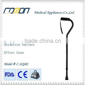 Offset Adjustable Cane with Cushioned Handle and Wrist Strap, Black