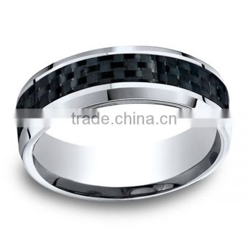 Men's Black Carbon Fiber Center 8mm Comfort Fit Ring