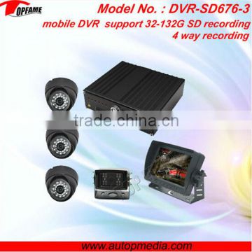 DVR-SD676C car dvr black box with rearview camera & 7" LCD monitor for vehicles,support SD recording