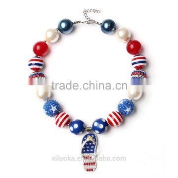 4th Of July chunky statement necklace red white blue with kids chunky necklace