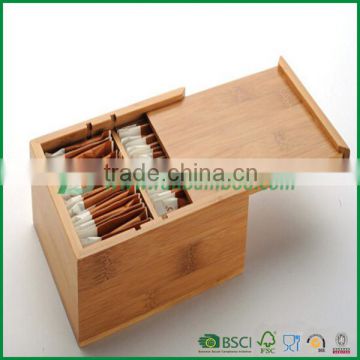 cube bamboo wooden box for tea bag, wholesale tea caddy