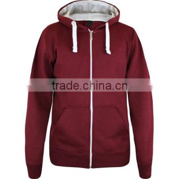 Fashion design mens thick fleece jacket hoody red