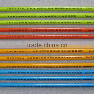7" standard size round shape 2.0mm HB lead calendar pencil for promotion