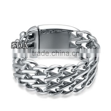 Punk style 316L stainless steel mens 32mm heavy thick silver mesh chunky curb chain bracelet                        
                                                                                Supplier's Choice