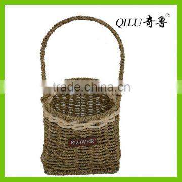 Sea grass material stylish flower basket