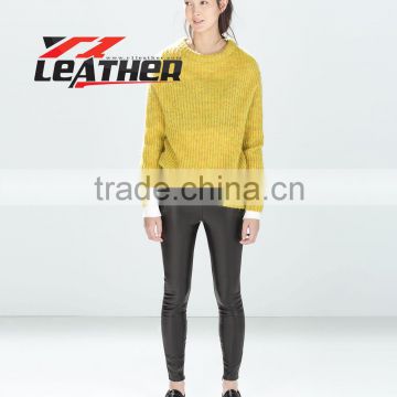 new design women black leather pants, lady leggings fashion and keep warm