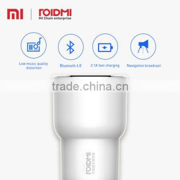 Roidmi wholesale multi-function Fashional Design Bluetooth 2 port wireless usbcar charger adapter with output 5V 2.4A 2nd gen