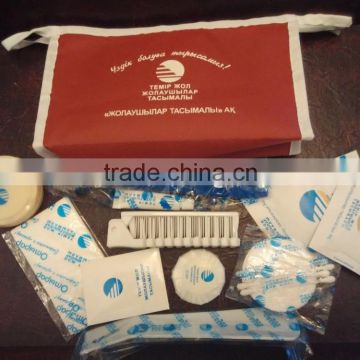Deluxe quality train toiletry set with nonwoven bag